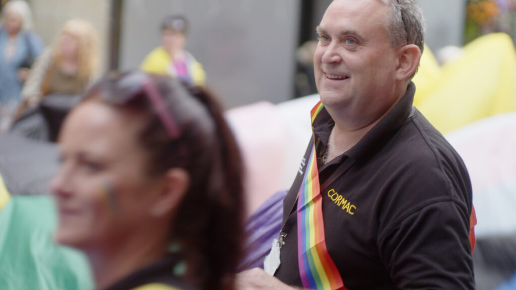 Jason Peel, head of business development at Cormac, smiles as he support Cornwall Pride 2023. The Cormac team also supported Cornwall Pride 2022